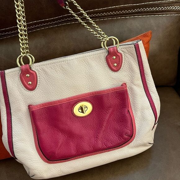 Coach Poppy Stylish Cream and Pink Women's Bag - Picture 9 of 10
